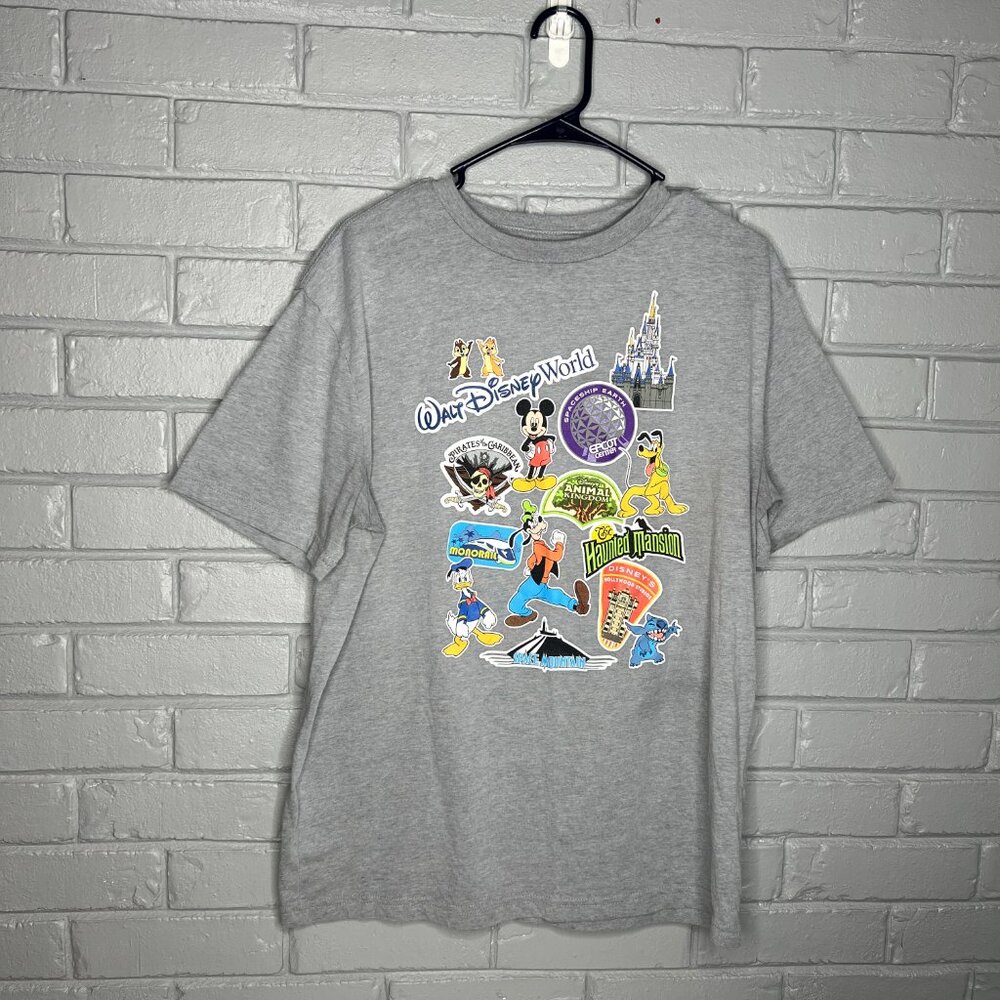 Disney Parks 2024 Walt Disney World "Four Parks Icons Stickers" Graphic Tee - M